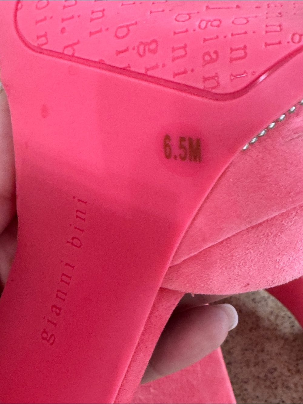Gianni Bini Otten Pink Suede Ankle Strap Platform Heels 6.5 Fabric Zip - Picture 10 of 12